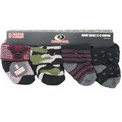 Wholesale - 8pk INFANT BOY BLK FULL CUSHION QTR SOCKS ASST SIZE MOSSY OAK C/P 60, UPC: 194382056776
